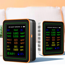 Tester with Buzzers for Home Air Quality Pollution Meter Rechargeable black and orange