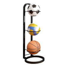 Three-Layer Iron Basketball Stand, for Volleyball, Football Storage Rack, Multi-Layer Storage Rack Black