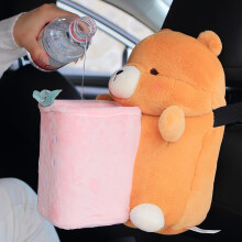 2 in 1 Car Tissue Holder Trash Bins Cute Animal Shape Plush Tissue Box Holder B