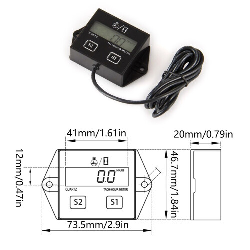 Motorcycle 2/4 Stroke Engine Tach Hour Meter Guage Display Waterproof Tachometer 2