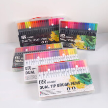 36/48/60/72/100 Colors Double Ends Brush Pen Felt Tip Pen 100 colors White pole