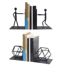 Metal Bookends Geometric Book Stoppers Kung Fu Man Bookends Decorative little black man