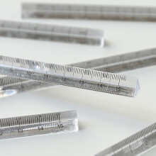 0-15cm Three-sided Straight Ruler Transparent Acrylic Ruler Math Drawing Tool