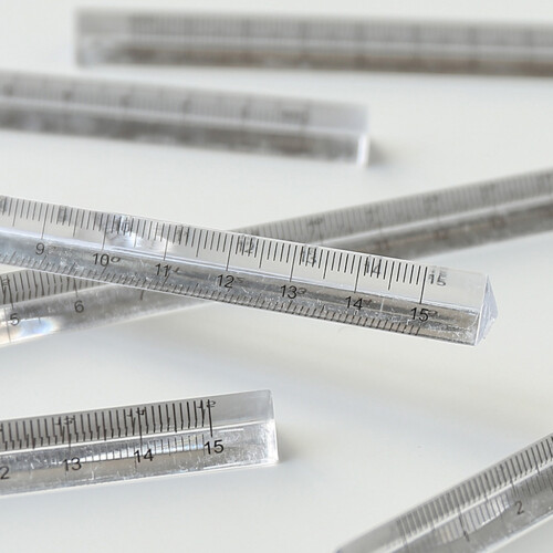 0-15cm Three-sided Straight Ruler Transparent Acrylic Ruler Math Drawing Tool