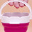 Foldable Paint Brush Basin with Paint Brush Holder Rose red With handle 5