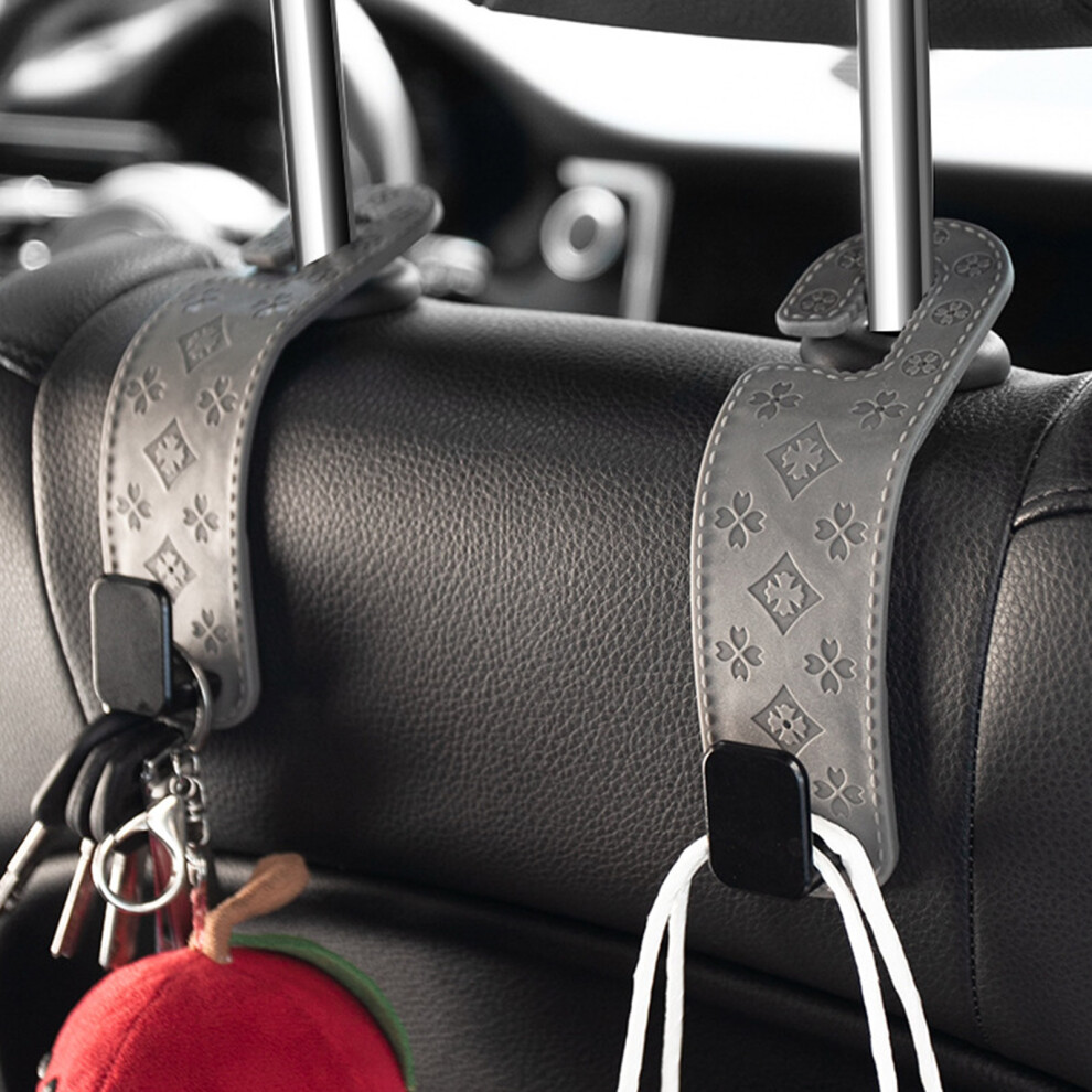 Uprgades Car Headrest Hook Space Saving Vehicle Back Seats Organizers For Travel Brown 7754005041645