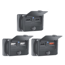 USB Socket 12V-24V Power Adapter Type-C/USB A/USB A+Type C Charging Port Dual PD Green