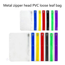 10x/Set Binder Pockets Loose Leaf Bags with 6 Holes Zipper Binder Pouch Purple A6 model