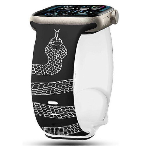 Pulseira de silicone com padrão de cobra gravado, compatível com relógios inteligentes de 46 mm, 49 mm, 45 mm, 44 mm e 4 1