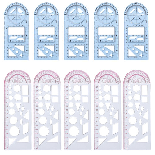 5 Pcs Mathematics Drawing Ruler Geometric Ruler Draft Ruler Building Template soft ruler 1