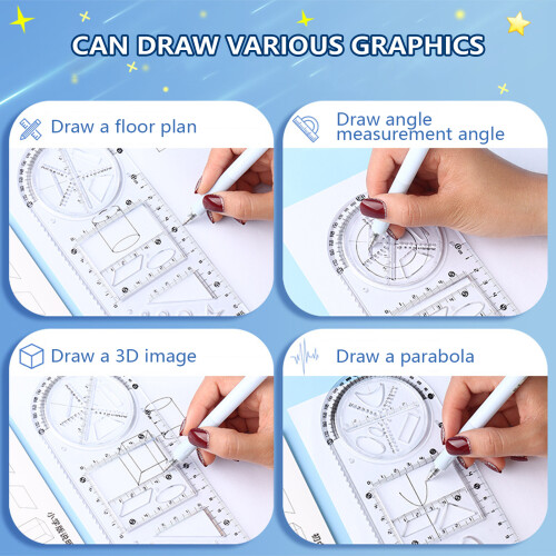 5 Pcs Mathematics Drawing Ruler Geometric Ruler Draft Ruler Building Template soft ruler 2