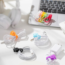 10Pcs Magnetic Cable Ties Cable Cord Clips Multipurpose Silicone Cable Wrap Clip Yellow