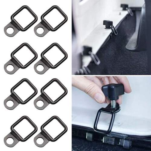 8Pcs D-Ring Tie Down Anchors Rings Accessories Pull Hook Durable Black Lashing 2