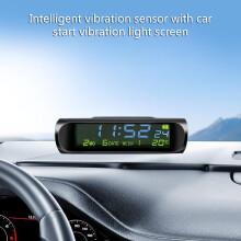 Solar Car Clocks Automotive Electronic Led Digital Clock Thermometer Alarm Clock