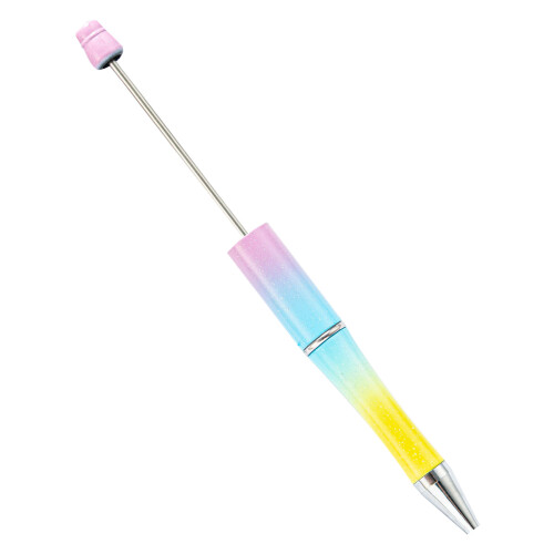 5PCS Beaded Ballpoint Pen Retractable Ballpoint Pen Decompression Pen Toy Gradient red 1