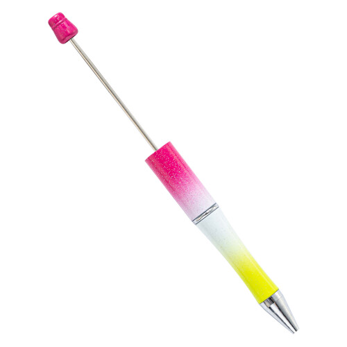 5PCS Beaded Ballpoint Pen Retractable Ballpoint Pen Decompression Pen Toy Gradient red 2