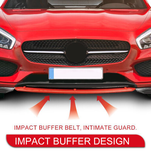 4 Part Front Bumper Protector Easy Length Adjustment Separator Spoiler Diffuser Black