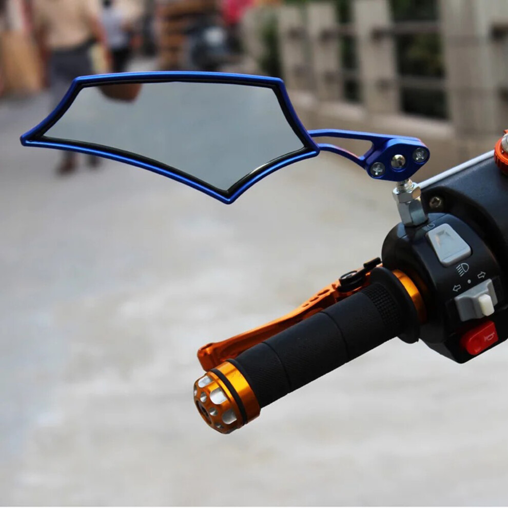 Rearview Glass Motorcycle Motocross Scooters Bike 8Mm 10Mm Handlebar Glass Blue 7754005048422