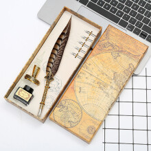 Antique Feather Calligraphy Pen Quality Feather Dip Pen Set Smooth Ink Flow snakeskin