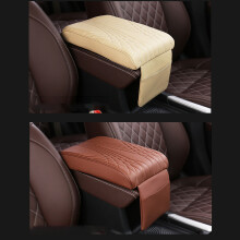 Car Armrest Cushion Pad Center Console Mat for Seat Box Cover Black Red Seven Lines