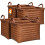 4 Pack Rectangular Hand Woven Wicker Storage Baskets with Handles, Water Repellent Brown Organizer Bins for Shelves 1