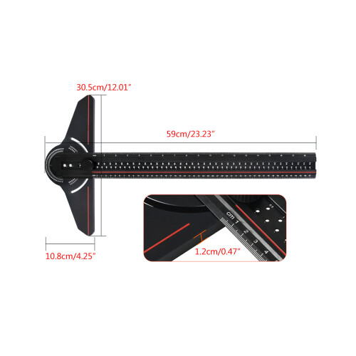 Construction Ruler T Type Ruler Woodworking Scribing Square Ruler Gauge C