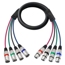 Cables de Micrófono de 4 Canales XLR Macho A Hembra, Cable de Parche de 3 Pines XLR, Cable de Altavoz para en Vivo, Grabación, Estudio