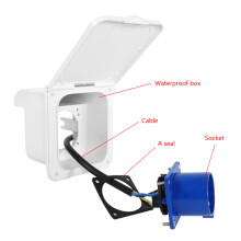 RV External Power Connector 220V-250V 16A External Flush Hook Up Waterproof Blue Plug