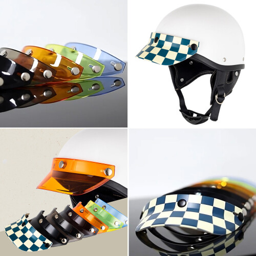 3 Snap-Button Visor Shield Lens Visor Flip Up Wind Shield for Motorbike Helmet Clear