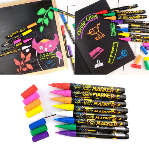 8 Pack Erase Chalks Makers for Chalkboard Signs, Window, Erasable Window Markers 1