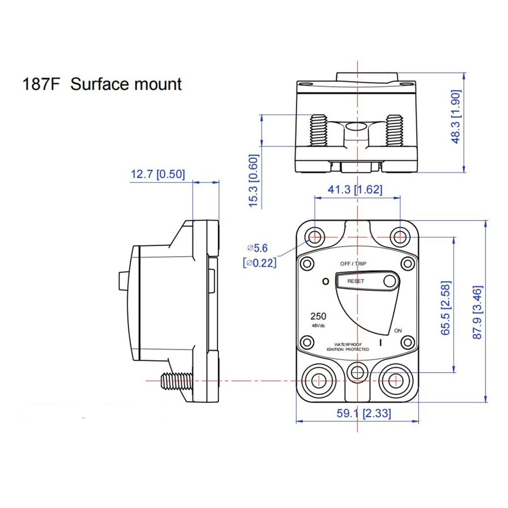 Manual Resettable Circuit Breaker 5/16 Heavy Duty Circuit Breaker Simple Operate 250A 7754005064712