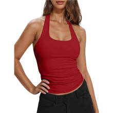 Mouwloos Sportvest voor Dames met Halternek, Hoge Elasticiteit, Sneldrogend, Ademend, Trainingstanktop Rood L