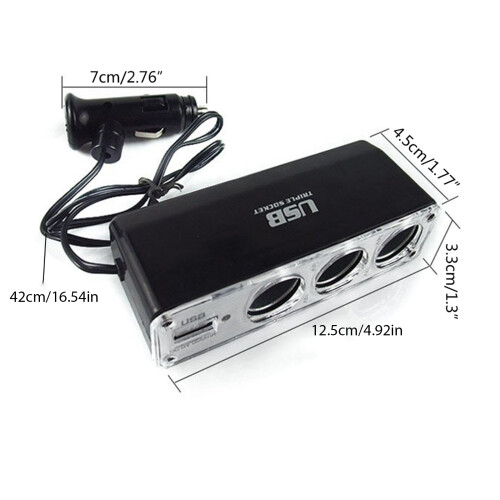 Auto Socket USB Charging Power Triple Adaptor Splitter Charge Multiple Devices 1