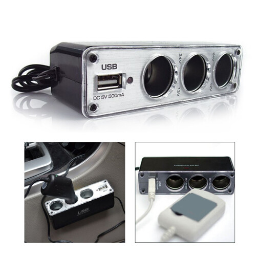 Auto Socket USB Charging Power Triple Adaptor Splitter Charge Multiple Devices 2