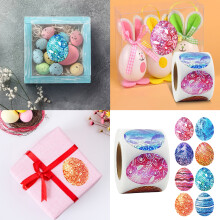 Easter Sticker Self-Adhesive Labels Easter Eggs Sticker for Decorating, Envelope