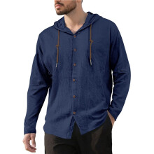 Heren Hoodie, Effen Kleur, Casual Top met Lange Mouwen, Comfortabele Streetwear Trui Marineblauw XXL