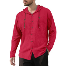 Heren Hoodie, Effen Kleur, Casual Top met Lange Mouwen, Comfortabele Streetwear Trui Wijnrood M