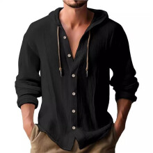 Heren Hoodie, Effen Kleur, Casual Top met Lange Mouwen, Comfortabele Streetwear Trui Zwart XXL