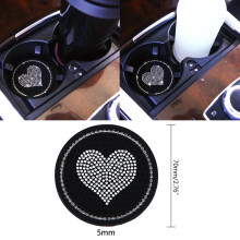Bottle Holder Insert Coasters Non-slip Heart Diamond Embeded Mat Cup Holder Pad Pink