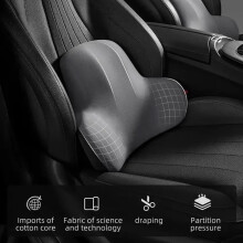 Memory Foam Car Lumbar Support Cushion Soft Seat Cervical Neck Gray headrest and lu