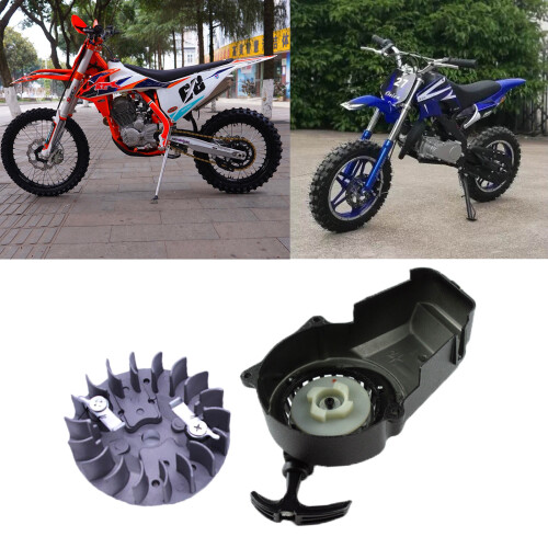 Black Pull Start+ Flywheel for 47cc 49cc 2 stroke Mini Pocket Scooter Dirt Bike