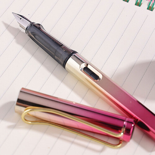 Fountain Pen Gradient Color Pen Body Piston-Filled for Calligraphy Practicing Pink blue
