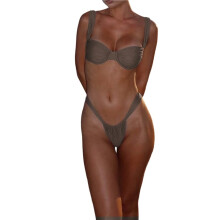 Damesbikini'S: Halterbikini, Driehoekbikini, Stringbikini, Cheeky V-Cut Bikini, Hooggetailleerde Stringbikini, 2-Delige Badpakken Bruin M