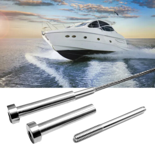 Threaded Terminal Stud End Fitting for 1/8" Cable Deck Railing, Hand Swage Style 2
