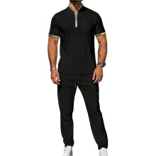 Casual Strandoutfits voor Heren, Bestaande Uit Twee Delen: Shirts met Korte Mouwen en Knoopsluiting, Losse Zomerbroeken en Wandeloutfits voor de