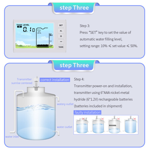 Ultrasonic Water Liquid Depth Meter Detector with Temperature Measurement