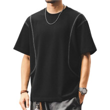 Heren Oversized T-Shirts Y2k Korte Mouw Crew Neck Streetwear Tee Tops Zwart 4XL