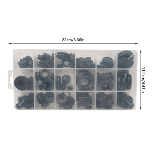 125pcs/set Rubber Grommet Kit Rings Assortment Set 18 Size Electrical Wire 1