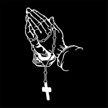Fashion Car Sticker Rosary God Christ Prayer Gesture Auto Styling Black M