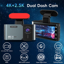 4K Front and 2.5K Rear Dash Cam with WiFi App Control GPS Support Night Vision G-Sensor Parking Monitor Loop Recording